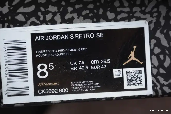 Bmlin shoes Jordan 3 Air Red Cement CK5692-600 0524